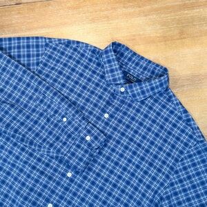 Polo Ralph Lauren Men’s Button Down Blue Plaid Slim Fit Shirt Neck Sz 17 1/2 /44